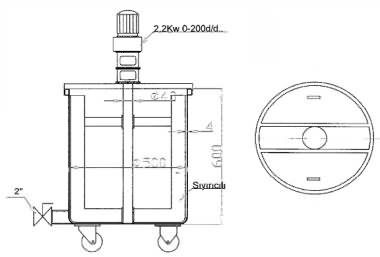 113 litre kapasiteli 0 - 200 d/d karıştırma devirli paslanmaz çelik reçine mikser.