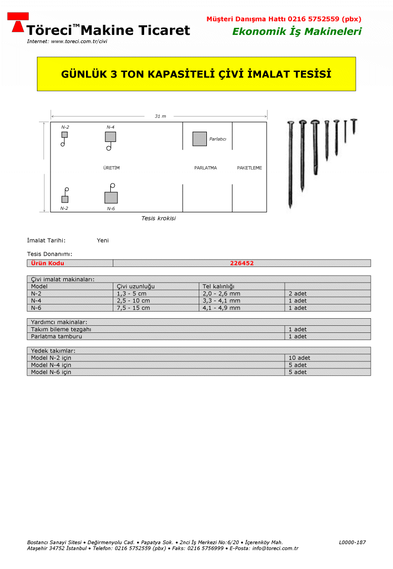 Çivi İmalat Tesisi 226452