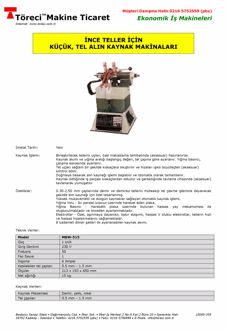 İnce Teller için Küçük Alın Kaynağı Makinası 259082