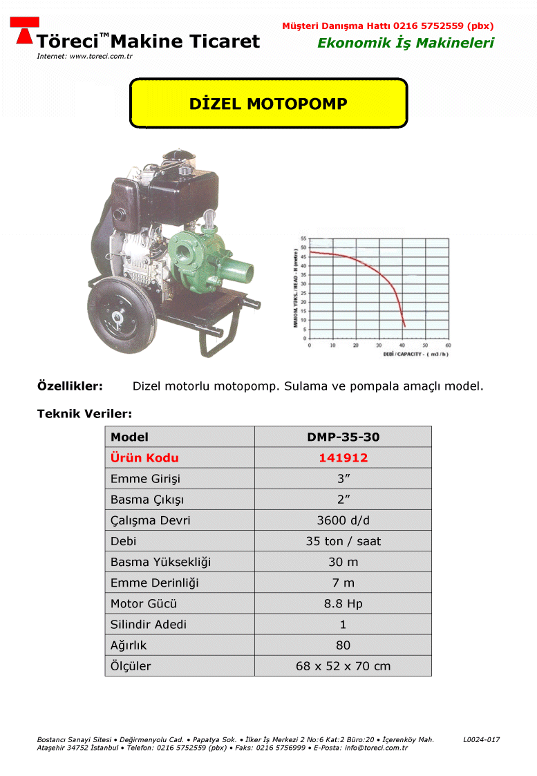 Dizel motorlu motopomp.