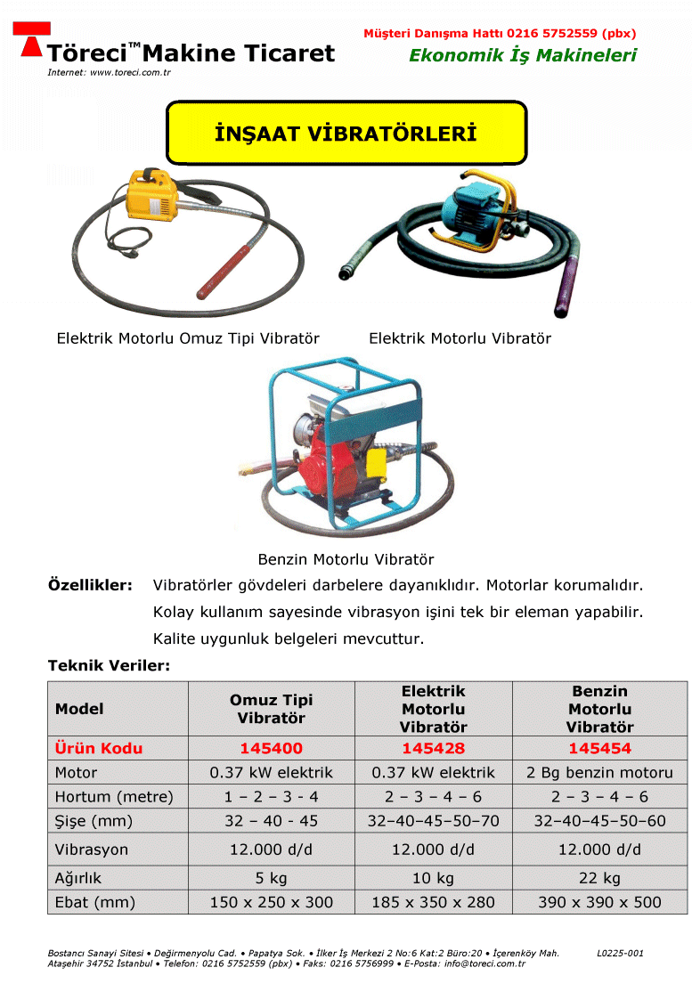 Omuz dan askılı elektrik motorlu vibratör.