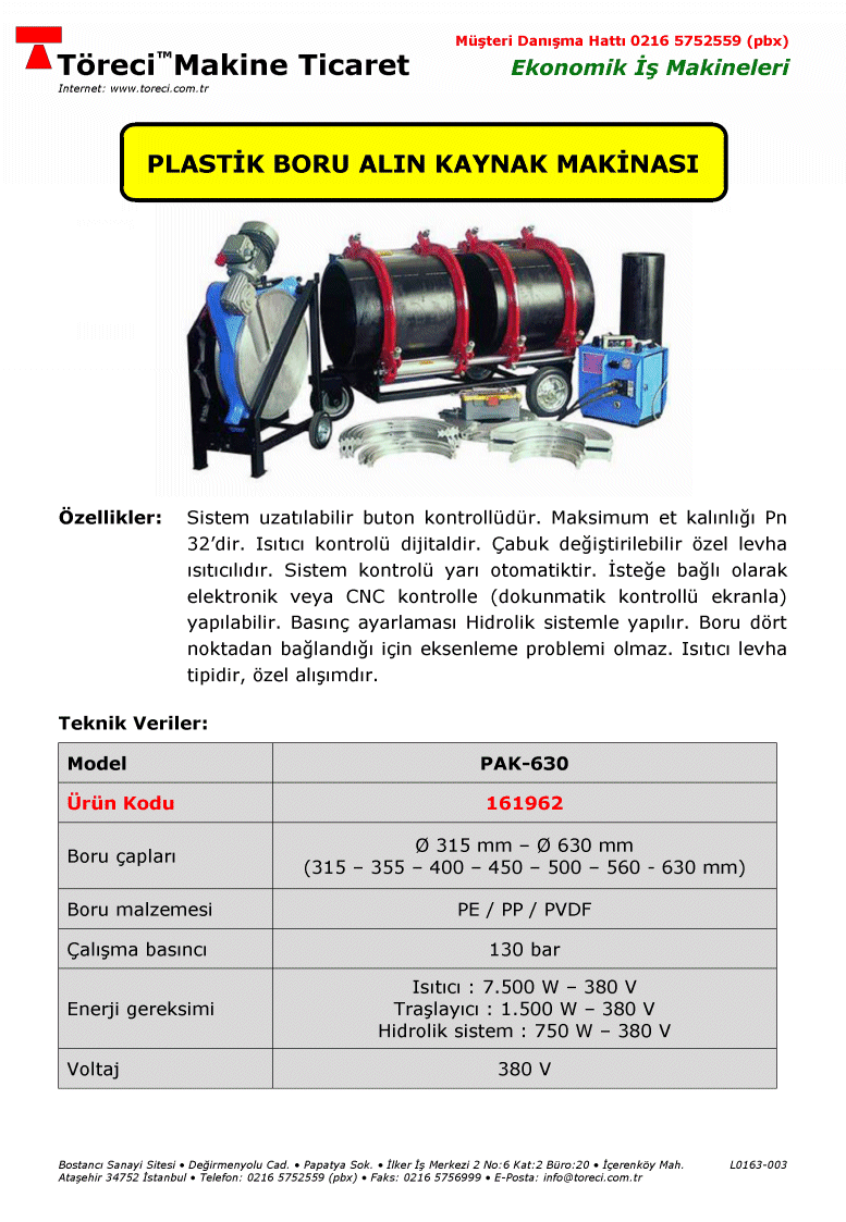 315 - 630 mm arası çap lı plastik boru alın kaynağı için uygun plastik boru fizyon alın kaynak makinası.