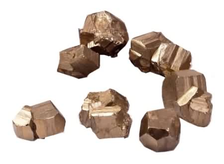 Doğal madenden çıkma pirit parçaları (ortalama 25 gram ağırlığında). Halk tabiri enayi altını olarakta geçer.