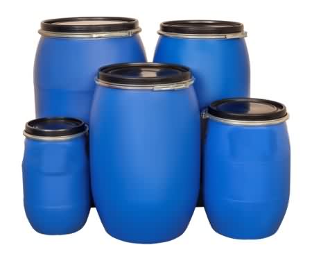 220 - 150 - 120 - 60 - 30 litre kapasiteli çemberli plastik variller.