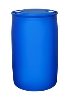 220 litre kapasiteli çember kapaklı veya tapalı mavi renk plastik varil.